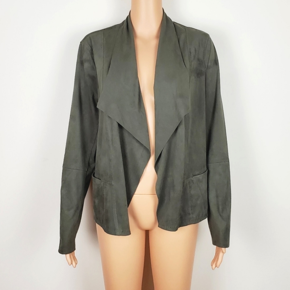 Max Studio army green long sleeve open front cardigan sweater